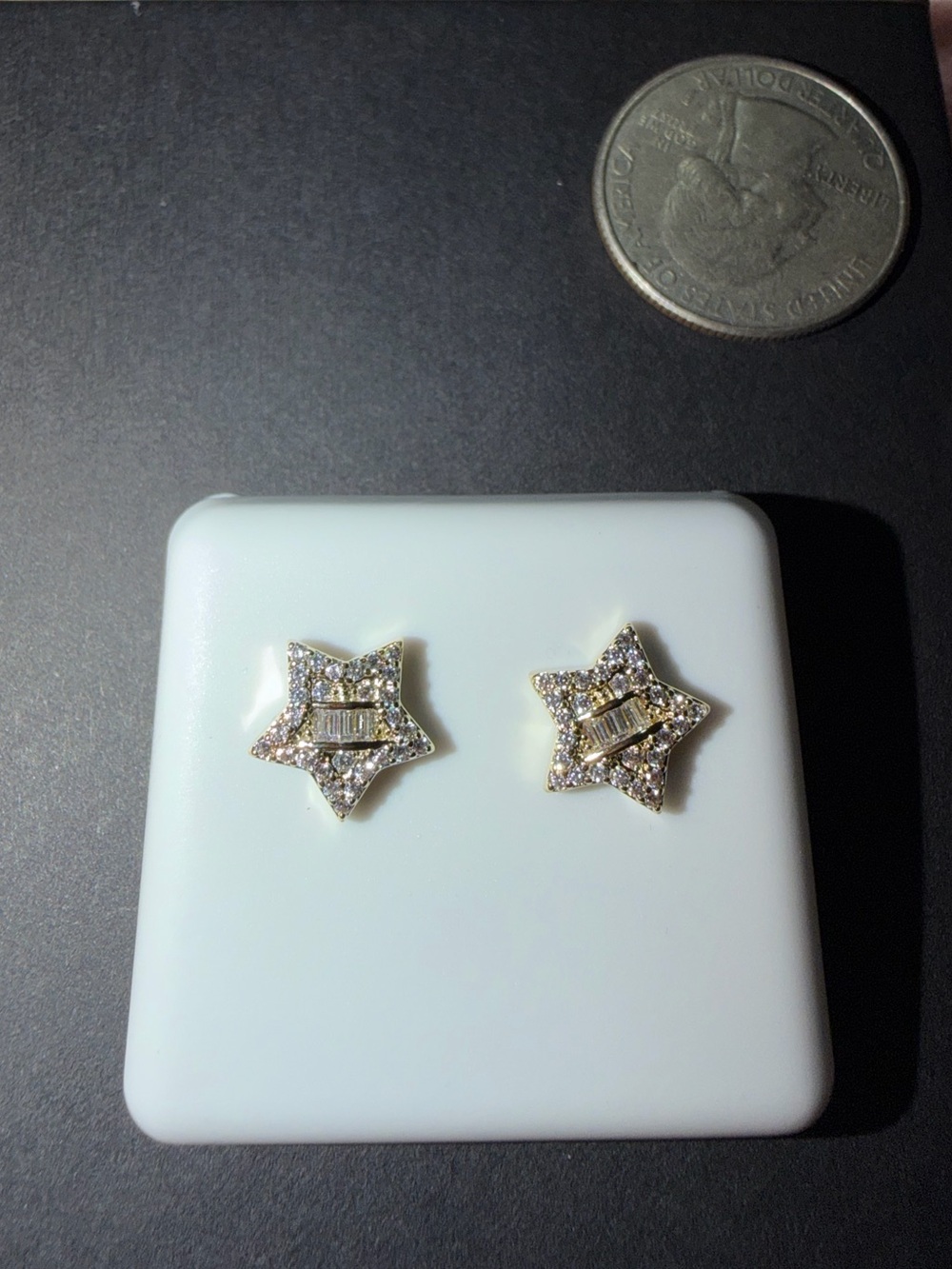 Gold Star CZ Stud Earrings - Women's Jewelry